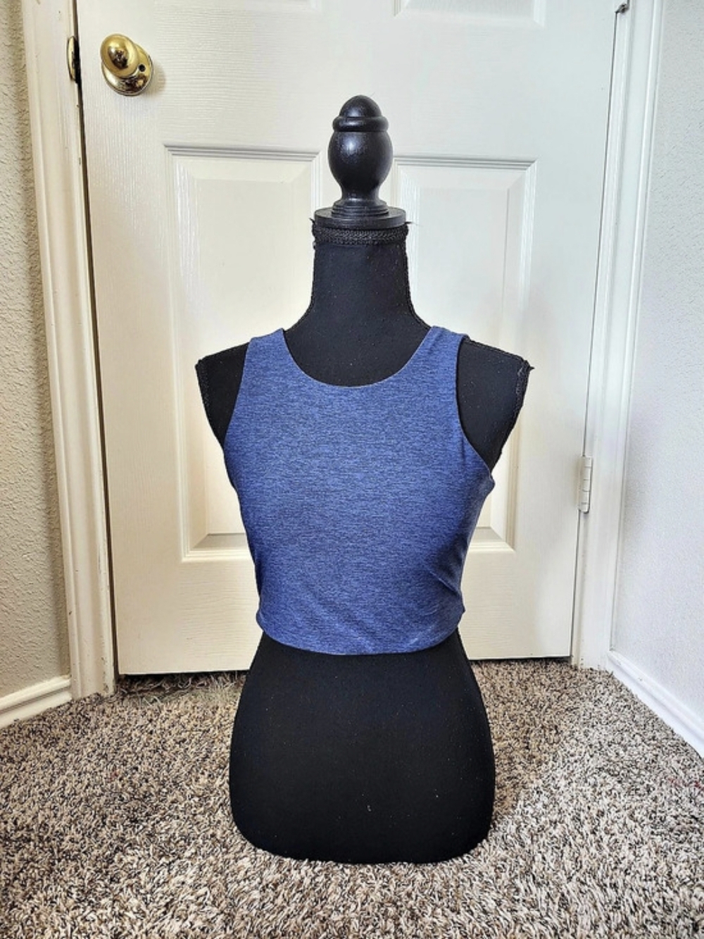 Outdoor Voices Athena Crop Top Color Block Blue & Gray Small